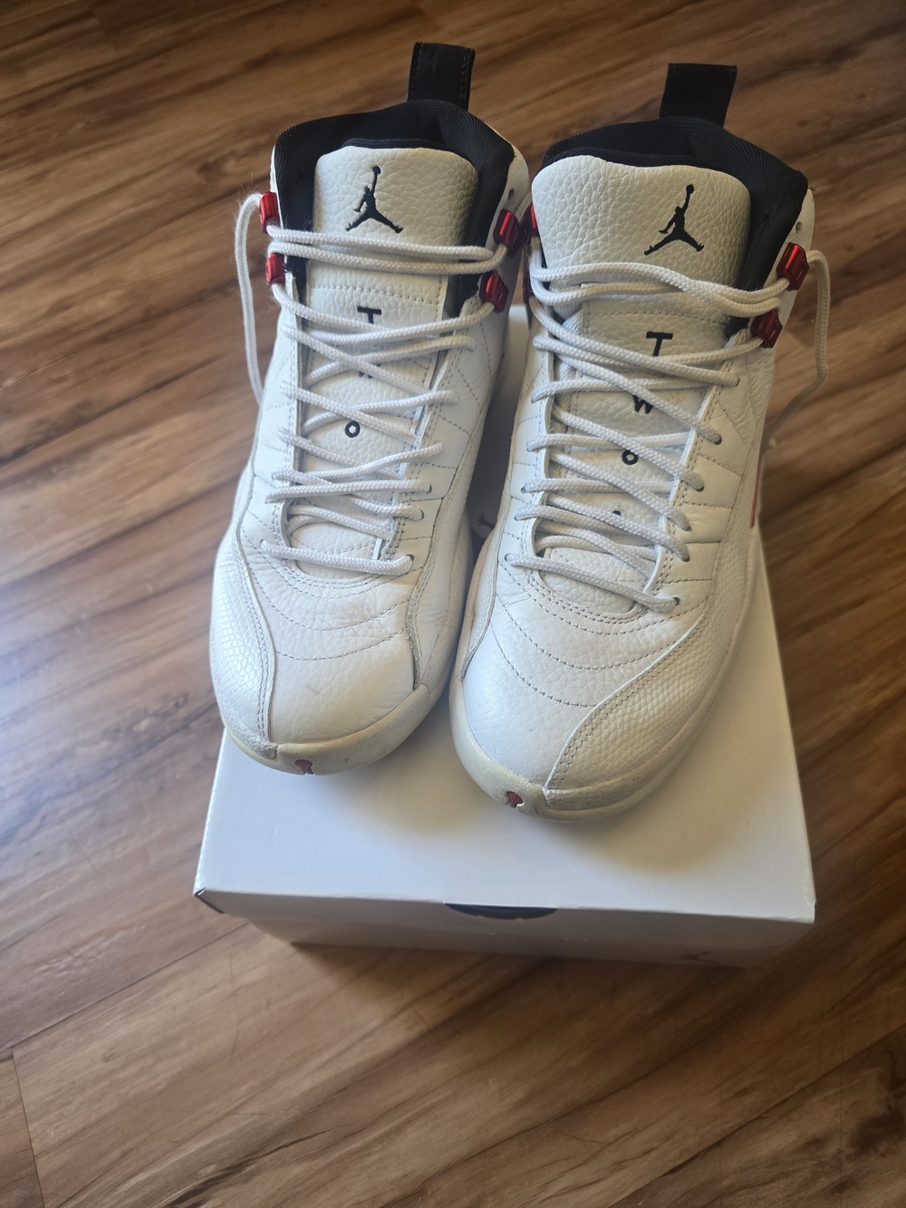 Jordan Men’s White with Black & Red Detail High-Top Sneakers